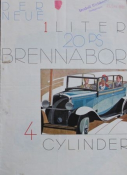 Brennabor 1 Litre 20 PS 4 Cylinder 1930 Modelprogram (S0189)